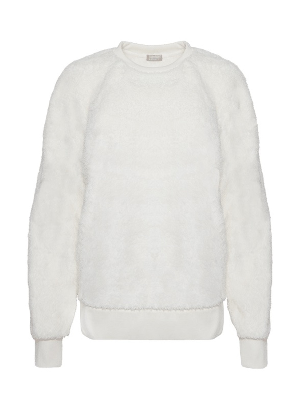 Summer & Rose Sherpa Oversized Pullover White Crew Neck Long Sleeve Sweater Plus
